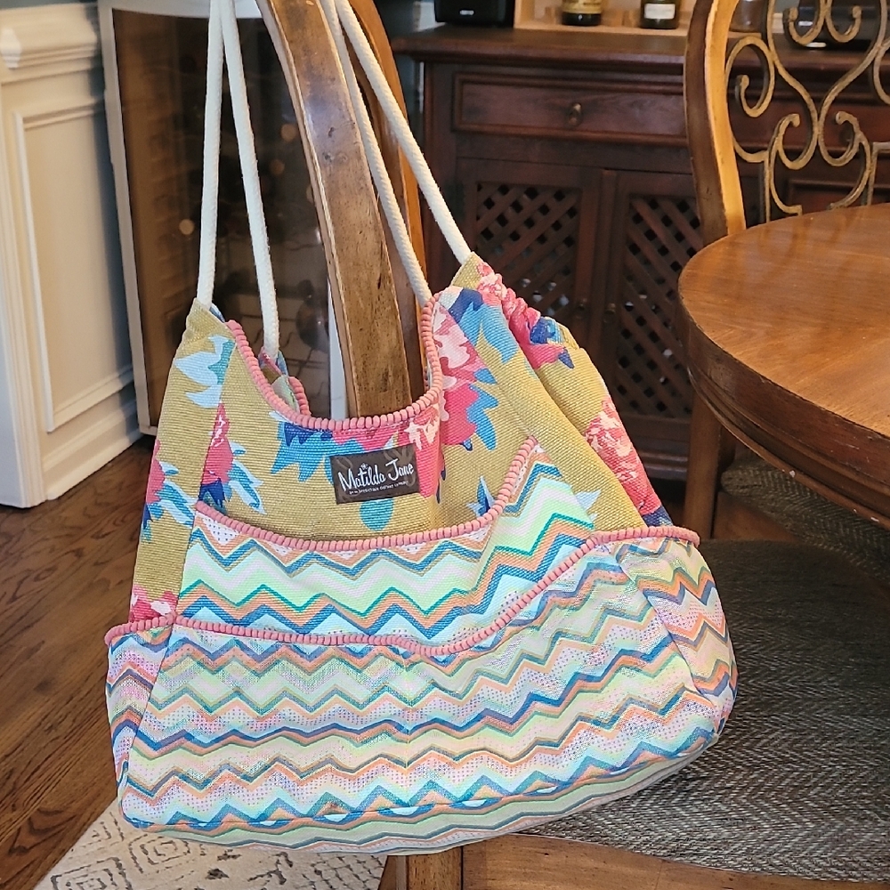 Michele Multicolor Chevron and Floral Shoulder Bag Matilda Jane